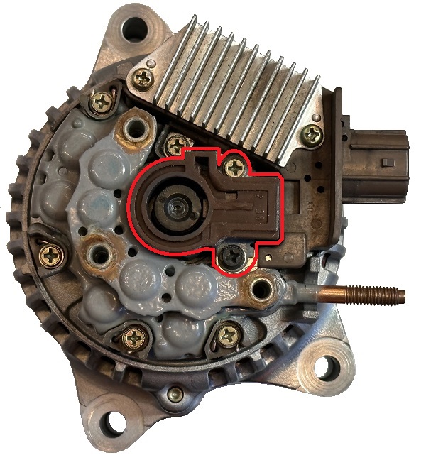 MV Agusta Brutale F4 Alternator Generator (101211-1701, 8A0081387, DENSO) - carbon brush holder set